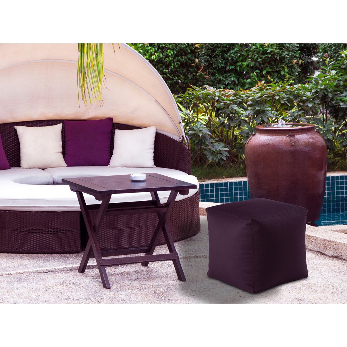 Sitzhocker Outdoorf Sitzwürfel 45x45x45cm Fußhocker Bodenkissen Garten Terrasse Bamba