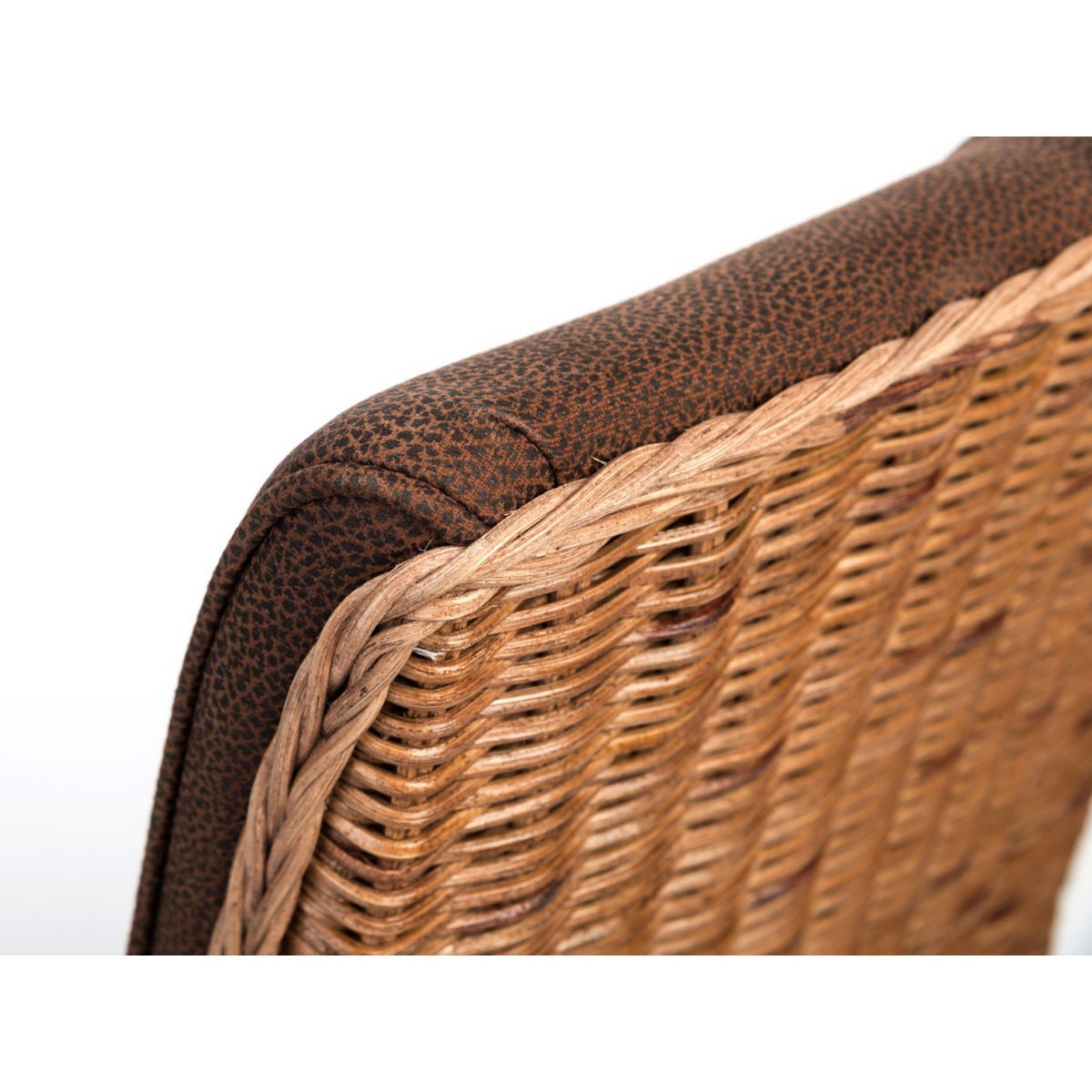 Rattanstühle Set 6 Stück Esszimmer Stühle Polsterstühle Antonio braun Polster Wildleder-Optik