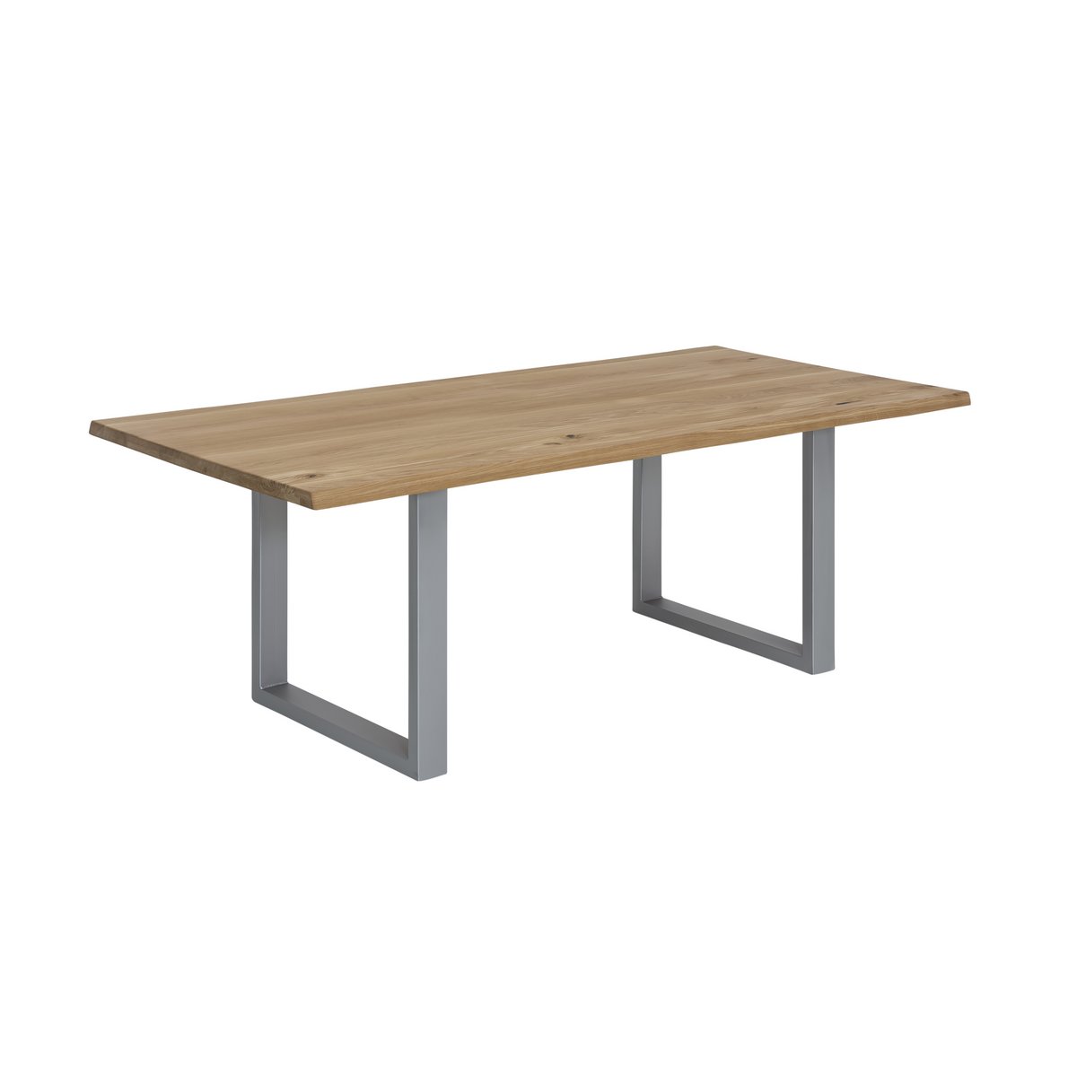 Tisch 200x100 cm, Wildeiche, silbernes Gestell