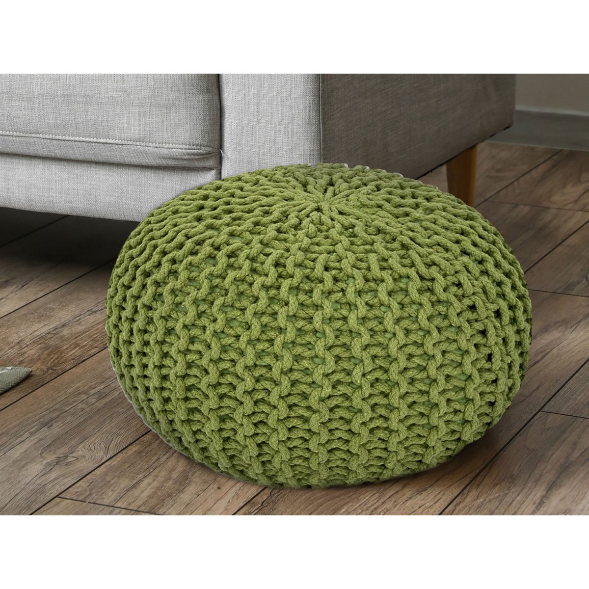 Pouf Ø 55 H 37 H 37 Strickhocker Sitzpouf Bodenkissen nachhaltig