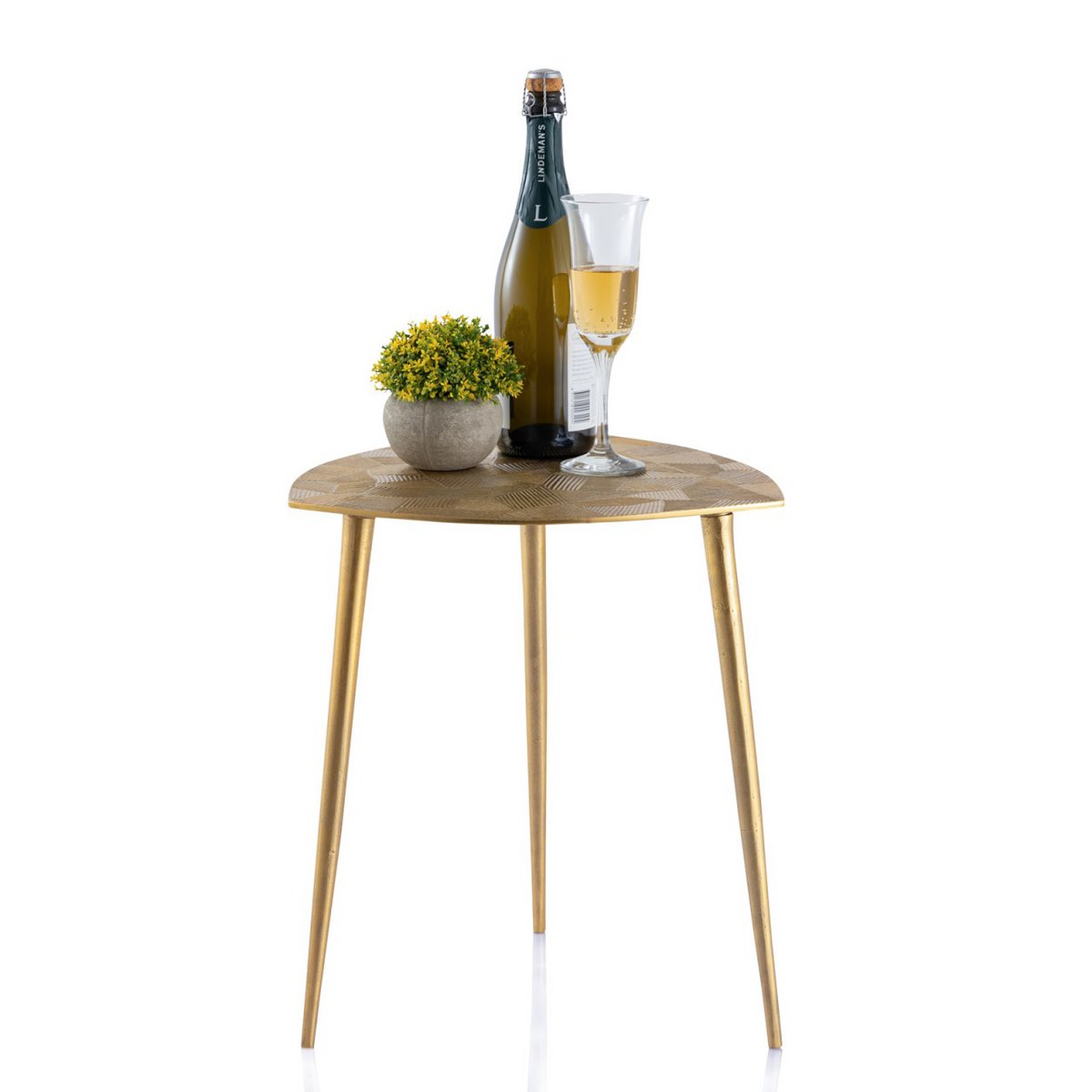 Beistelltisch Metall Dekotisch Alster 40x45x40 cm dreieckig klass. Design Aluminium silber o. gold