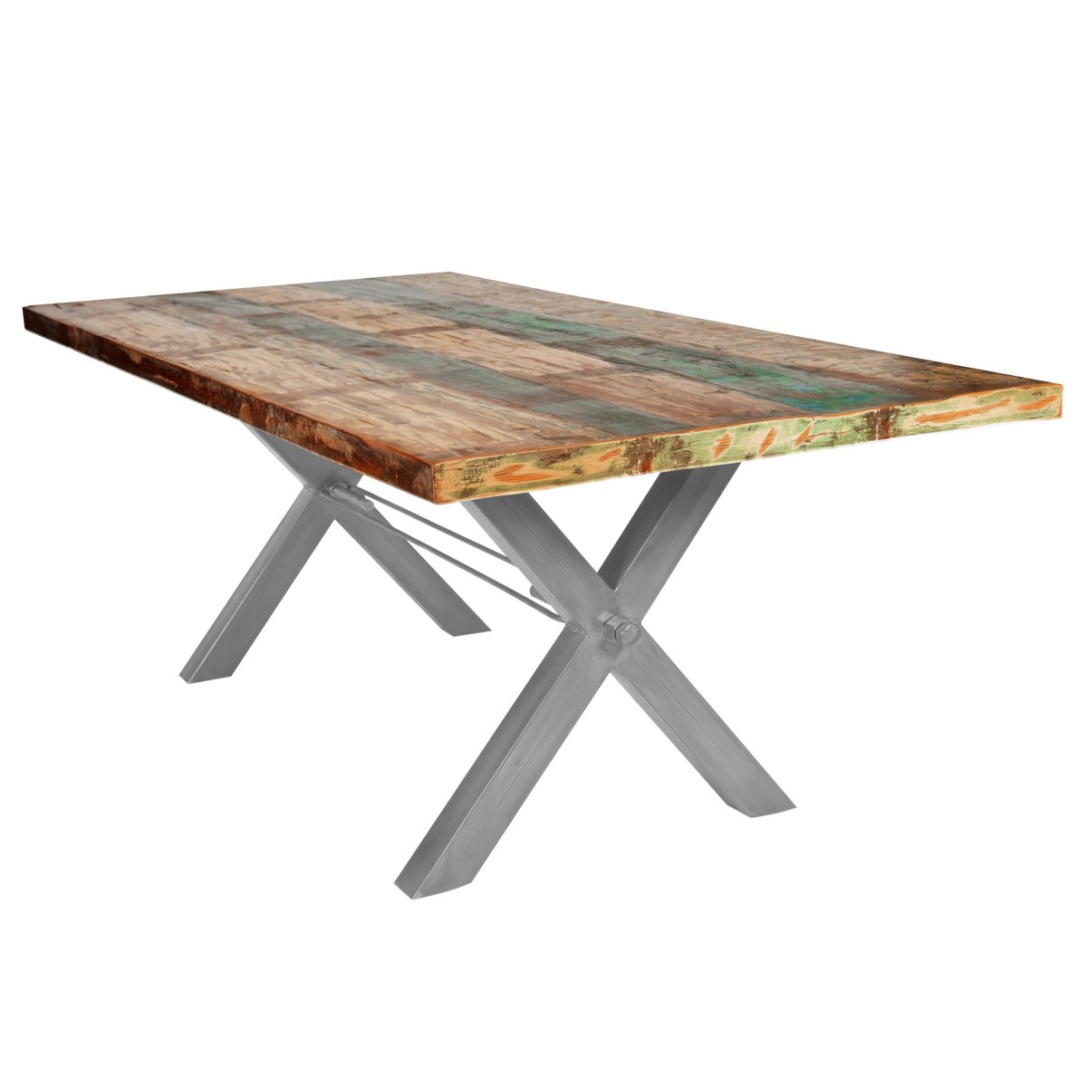Tisch 240x100 cm, Altholz bunt lackiert