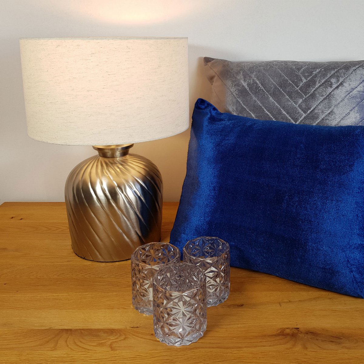 Tischlampe Nachttischlampe ø 30 x H 52 cm Tischleuchte Dekolampe Metall Sockel gold silber