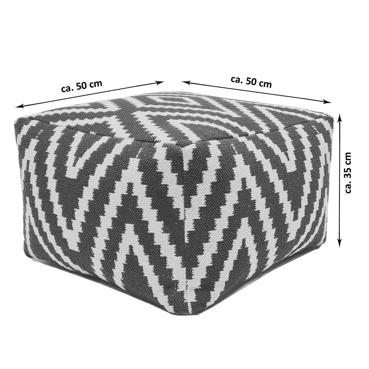 Sitzwürfel Fußhocker Sitzhocker 50x35x50cm Pouf Kelim Bodenkissen Peru schwarz taupe gelb türkis