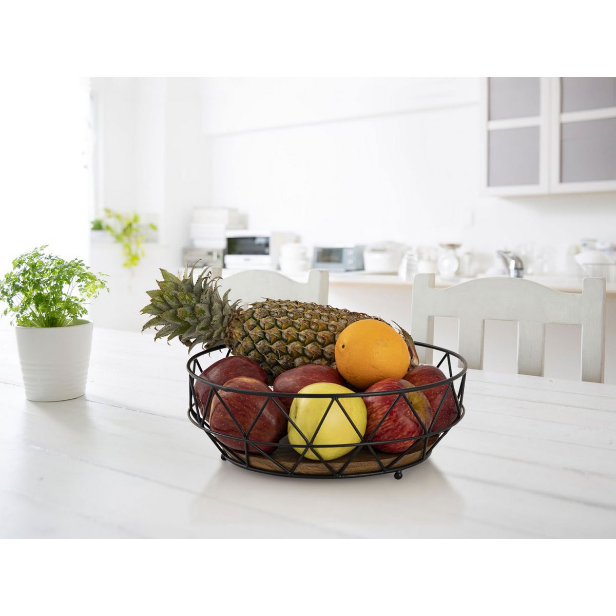 Obstkorb 12-teilig ø 28 cm H 10 cm Metall Brotkorb Obstschale rund Neo Metall schwarz