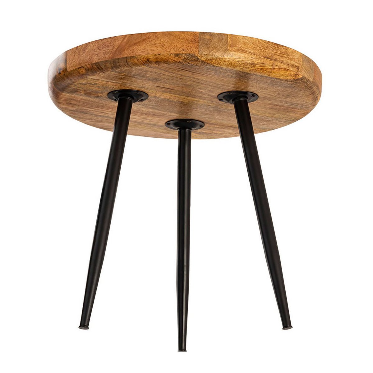 Beistelltisch Holz rund ø 40 o. 50cm Vancouver Couchtisch Wohnzimmer Tisch Metall-Füße schwarz matt