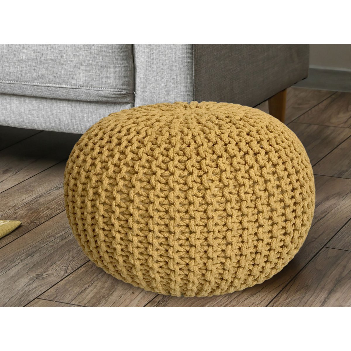 Pouf Ø 55 H 37 H 37 Strickhocker Sitzpouf Bodenkissen nachhaltig