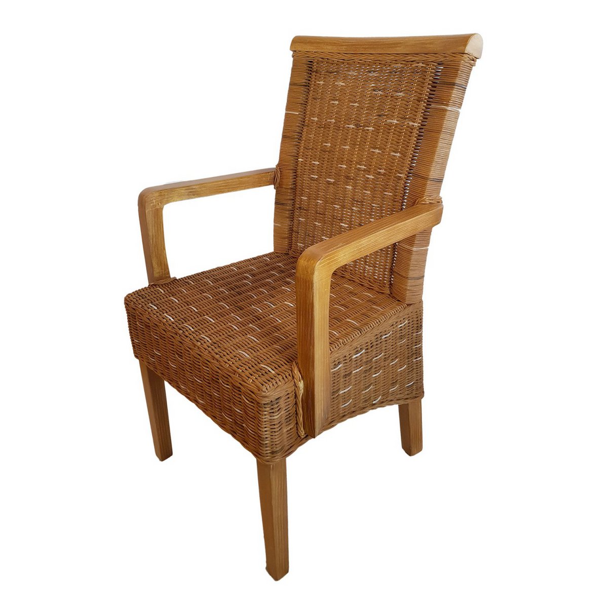 Esszimmer Stühle Set mit Armlehnen 4 Stück Rattanstühle braun Perth Korbstuhl Sessel nachhaltig