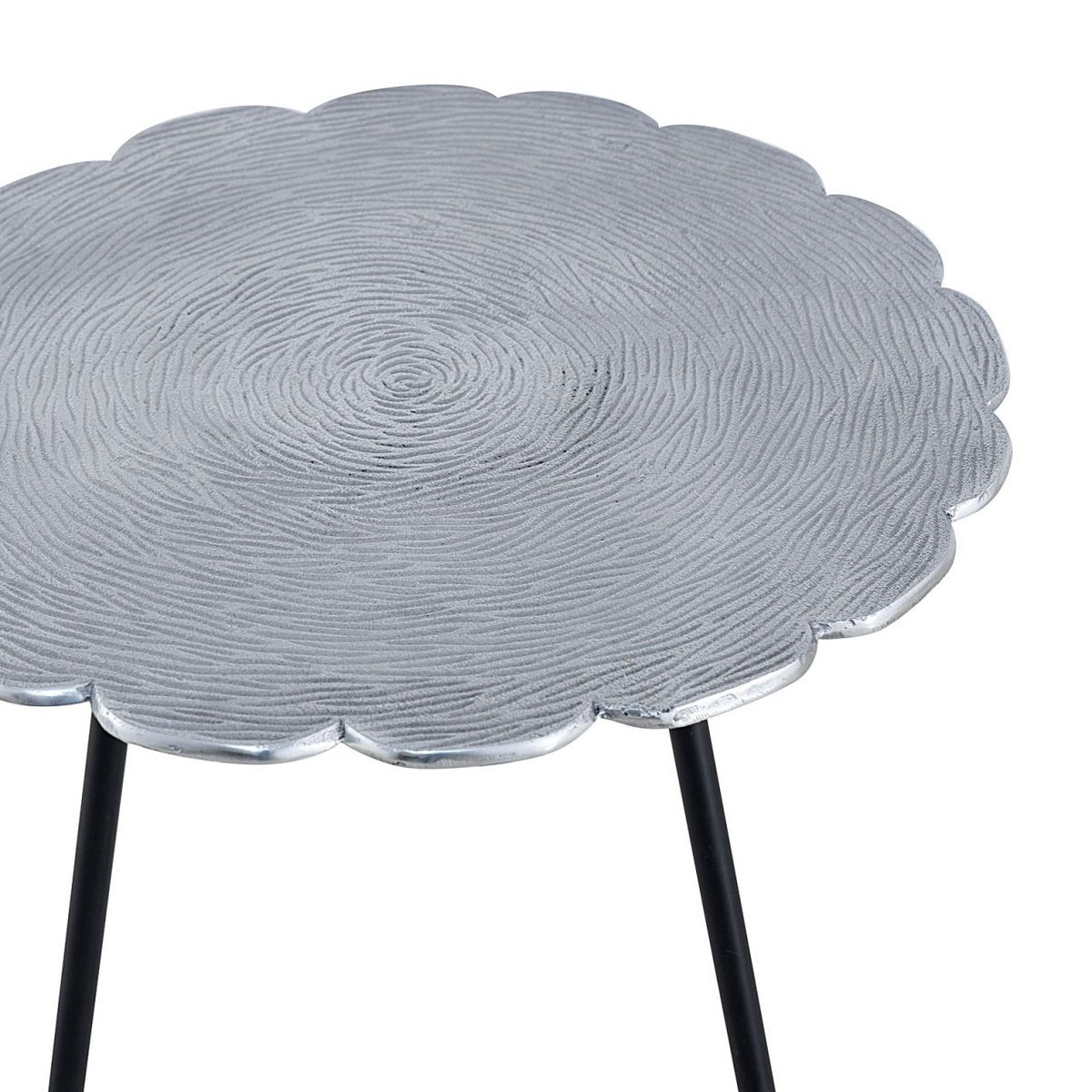 Beistelltisch Metall Dekotisch Hilton ø 35 x H 45 cm rund Aluminium mit Struktur silber od. gold