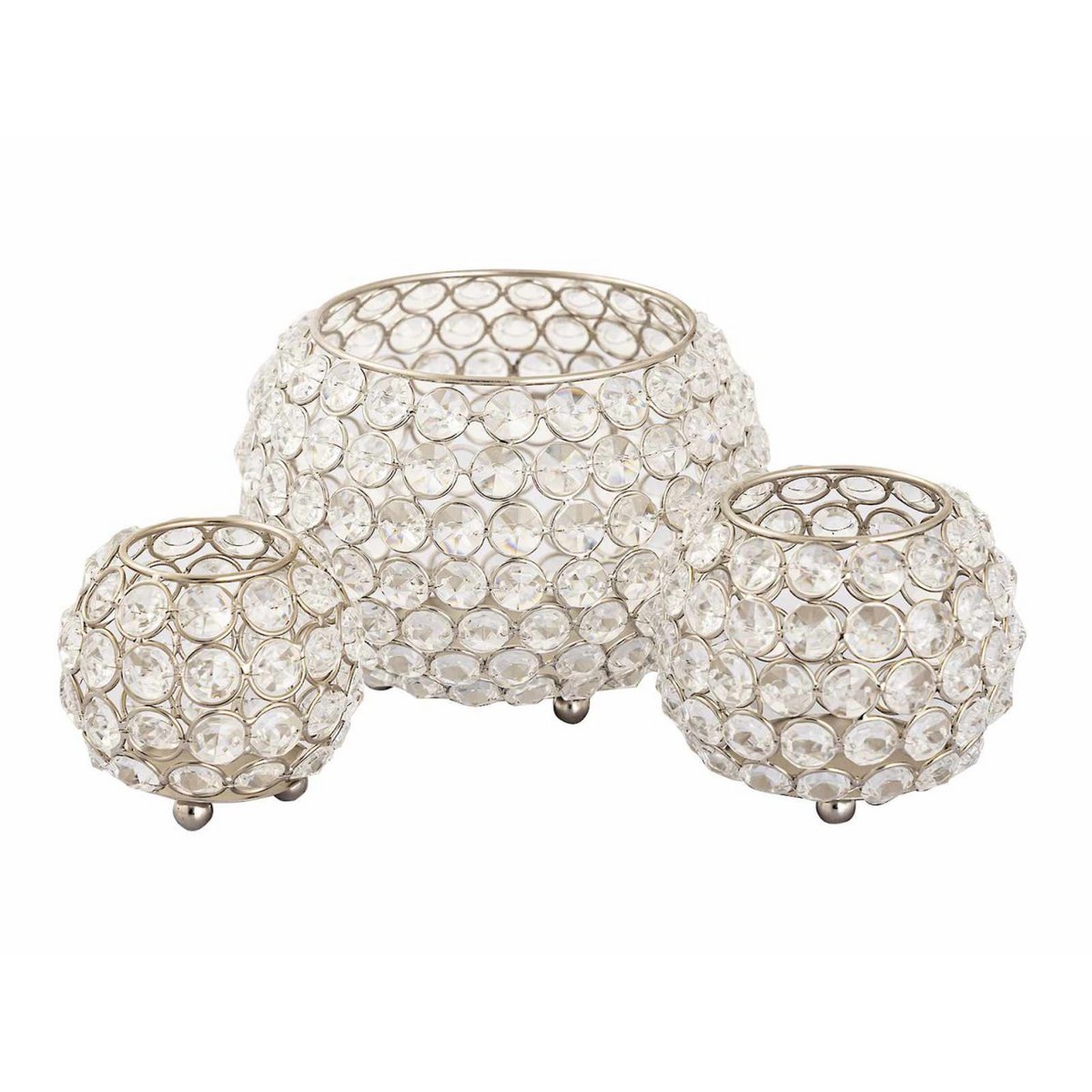 Teelichthalter Kerzenhalter Set 3-teilig Crystal Kerzenständer gold o. silber Vintage Kristall