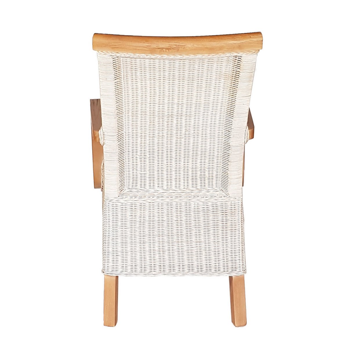 Esszimmer Stuhl mit Armlehnen Rattanstuhl weiß Perth Korbstuhl Rattan Sessel nachhaltig
