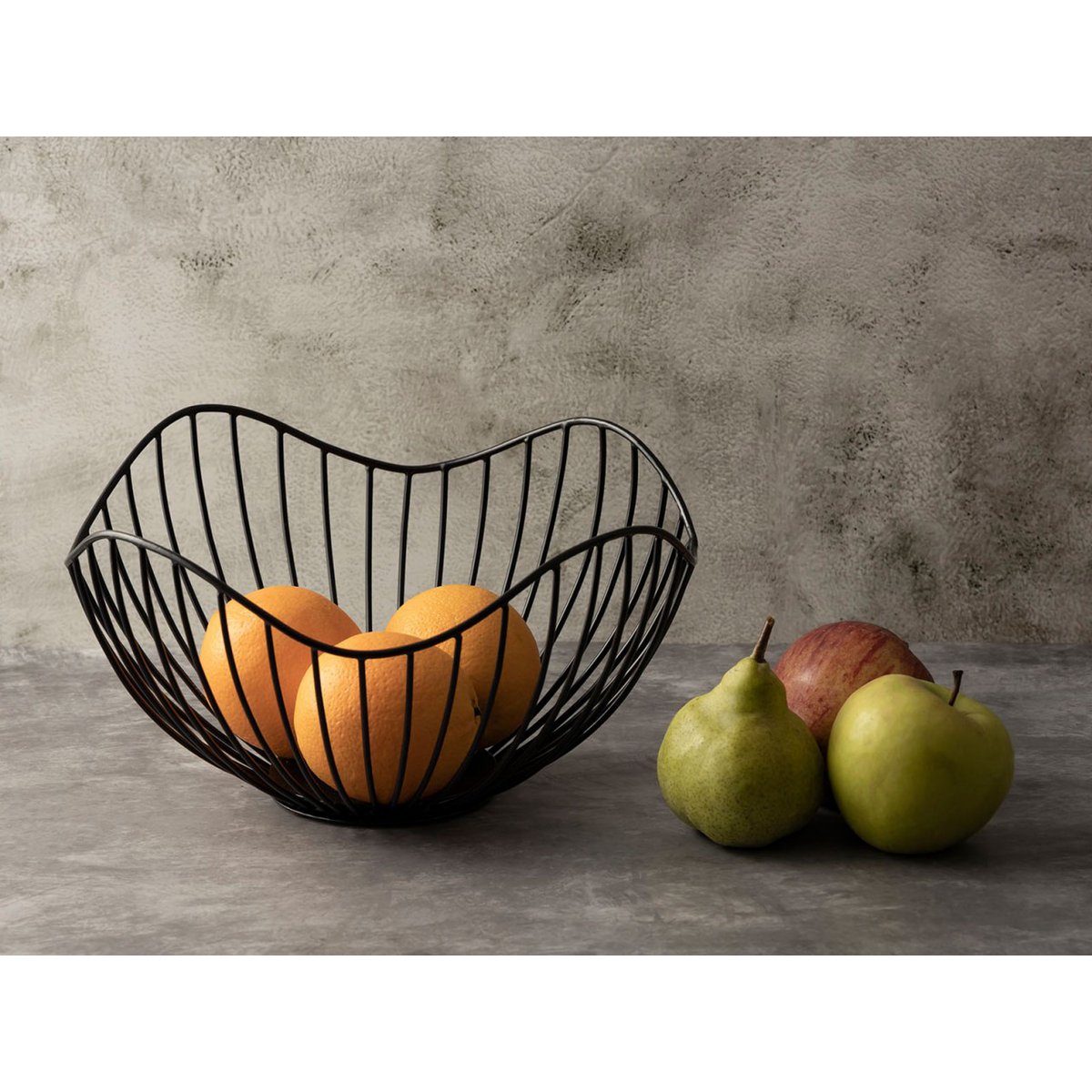 Obstkorb 16-teilig Metall ø 25 H 14 cm Brotkorb Set 2 x 8 VE Obstschale Metall schwarz o. gold Wave