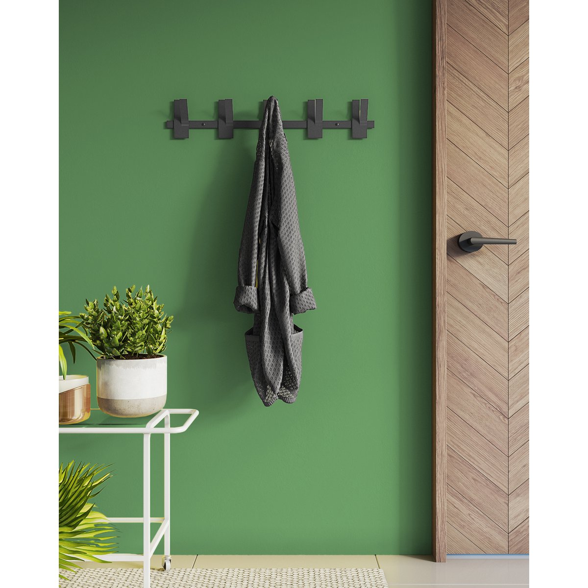Gorillz Incision - Garderobenleiste – Wandgarderobe – 10 Garderobenhaken – Metall – Schwarz