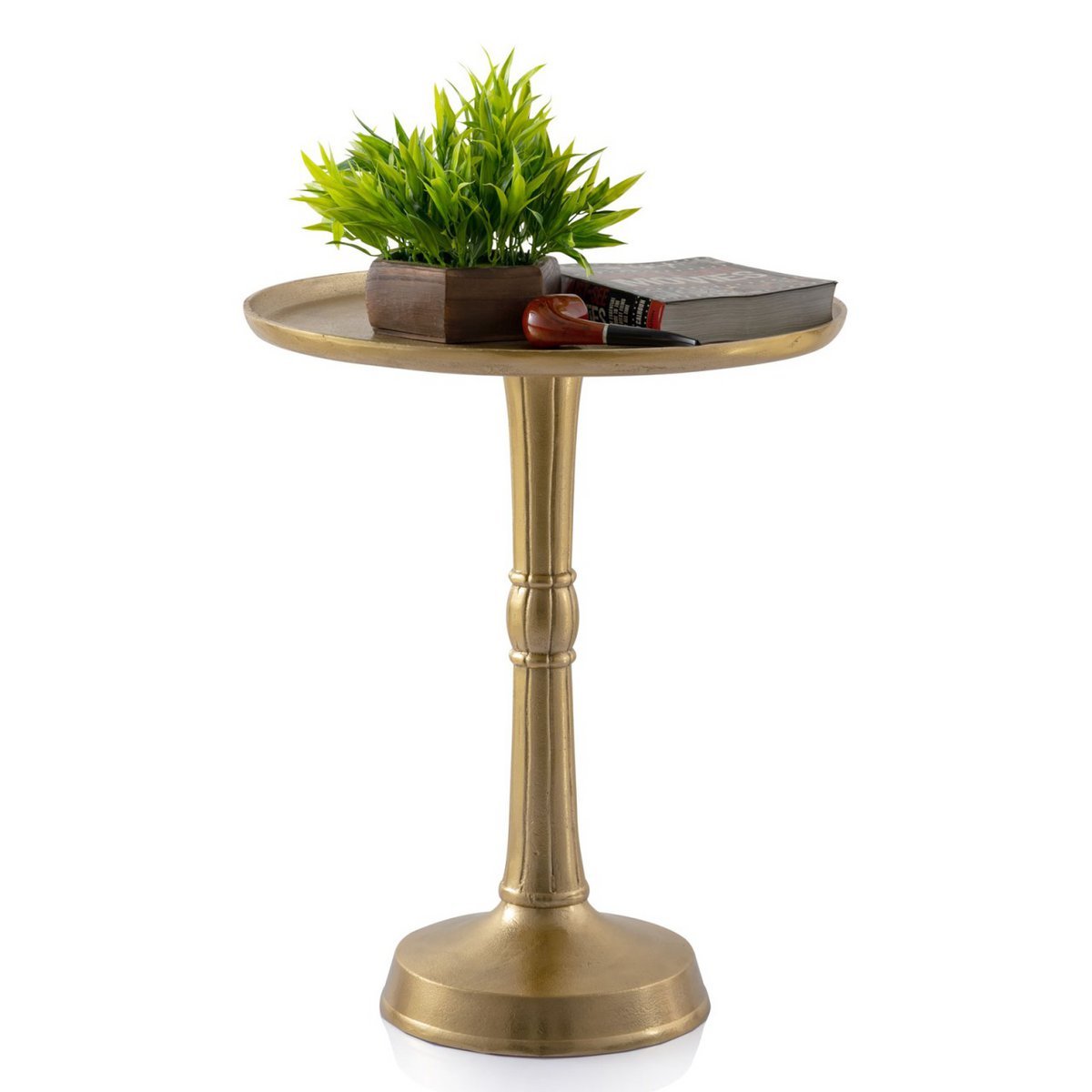 Beistelltisch Metall rund ø 44x53 cm Dekotisch Adlon silber oder gold mit Design Mittelfuß Aluminium