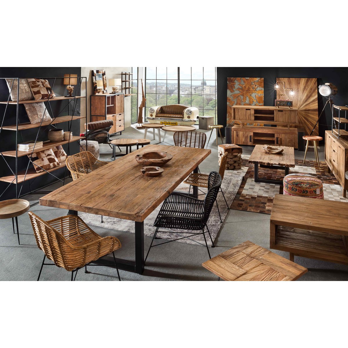Tisch 220x100 cm, recyceltes Teak natur