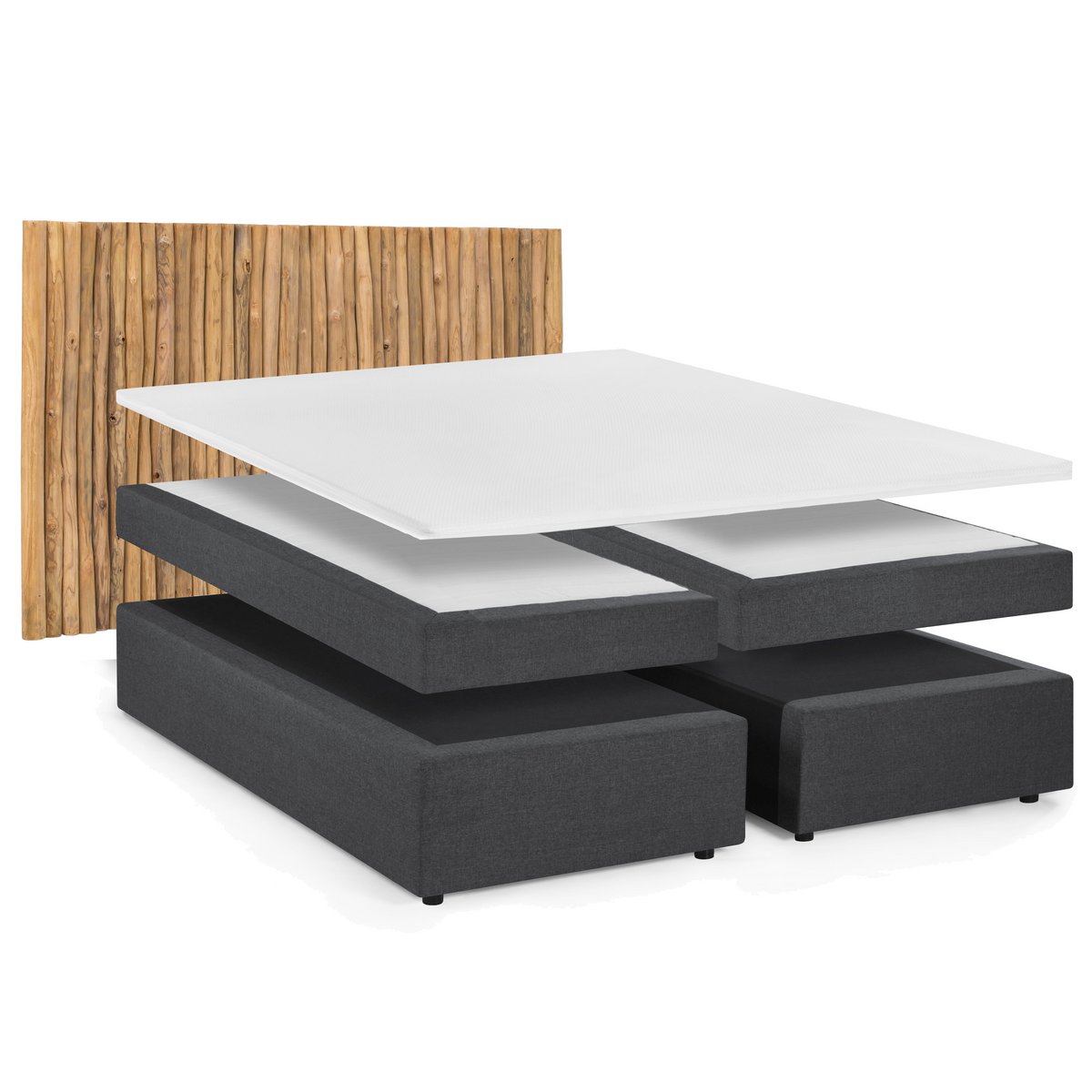 Boxspringbett mit Kopfteil aus Ästen