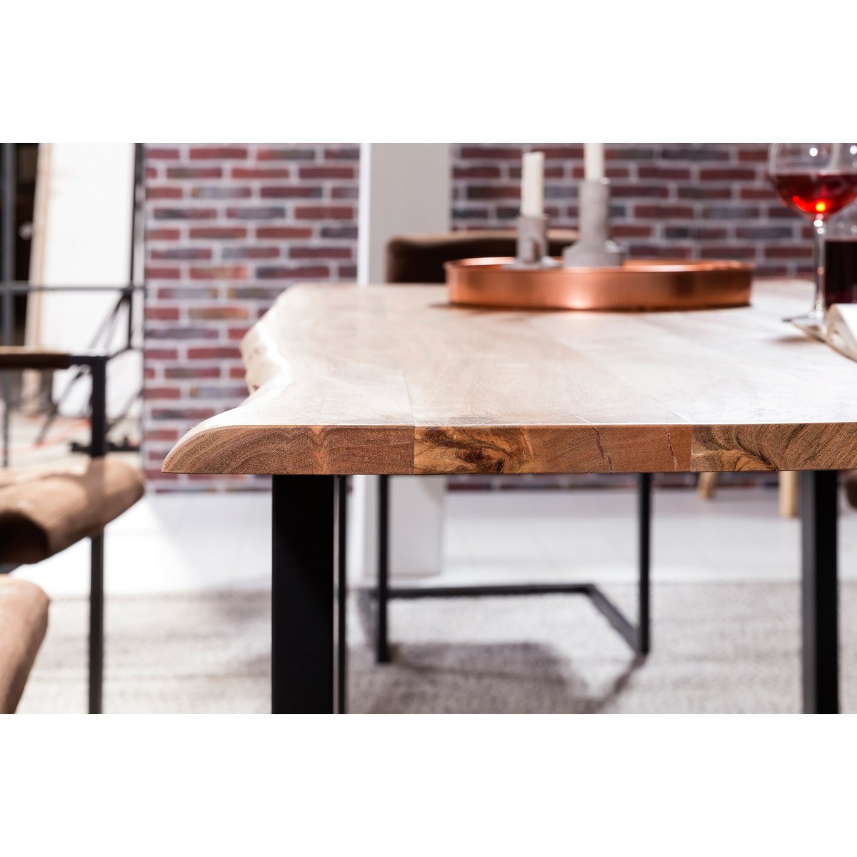 Tisch 120 x 80 cm, Platte natur, Gestell schwarz
