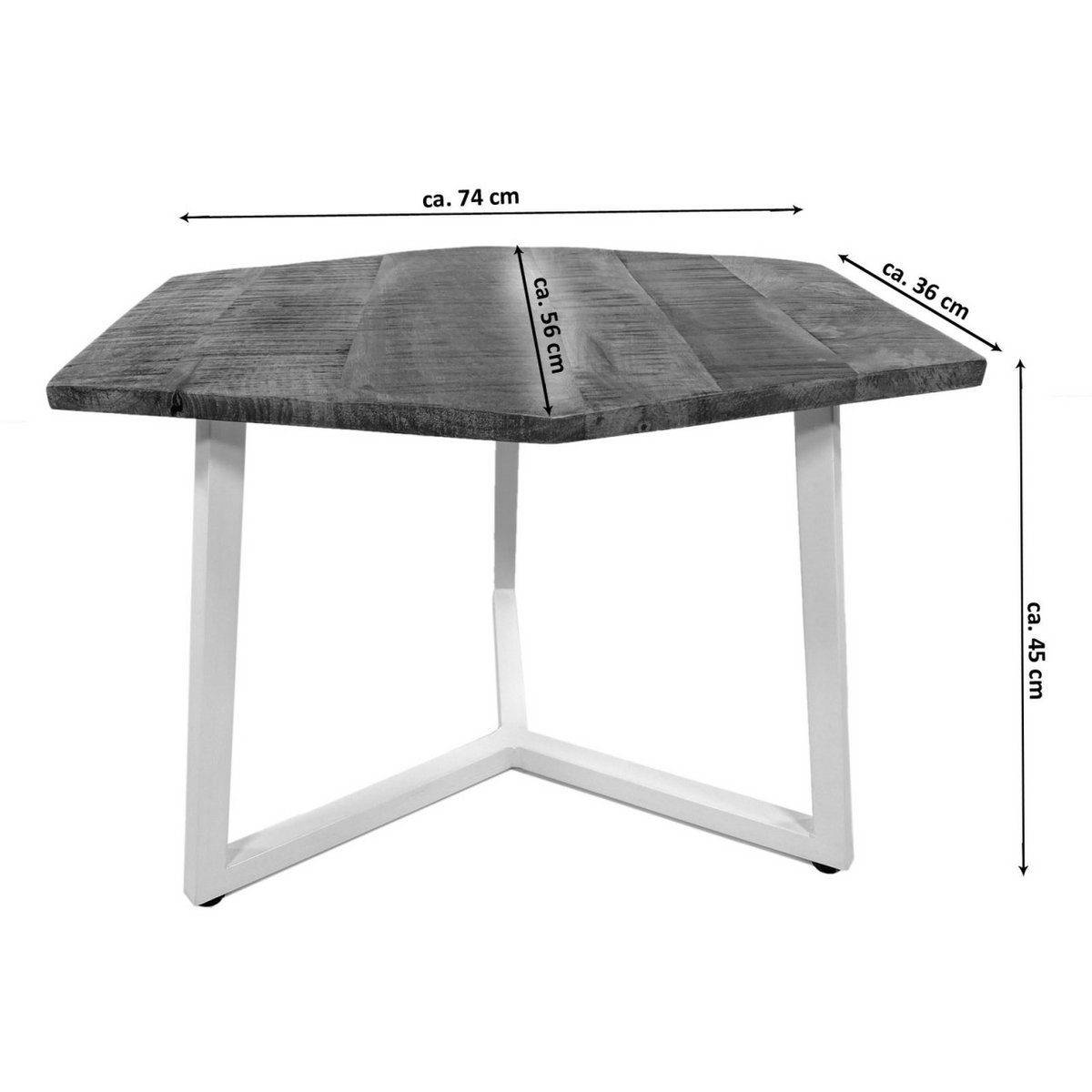Couchtisch 74 x 56 cm nachhaltig Wohnzimmer Tisch Beistelltisch Lyon Metall-Gestell
