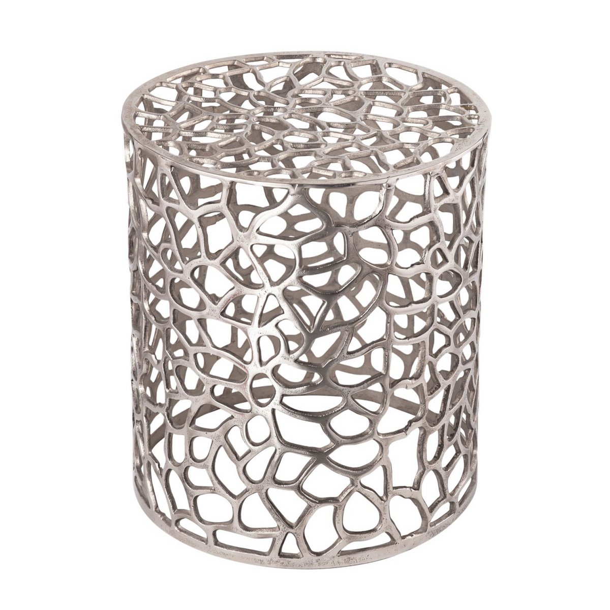 Beistelltisch Metall Dekotisch ø 40 x 46 cm rund Agadir silber o. gold Aluminium Korallen-Design