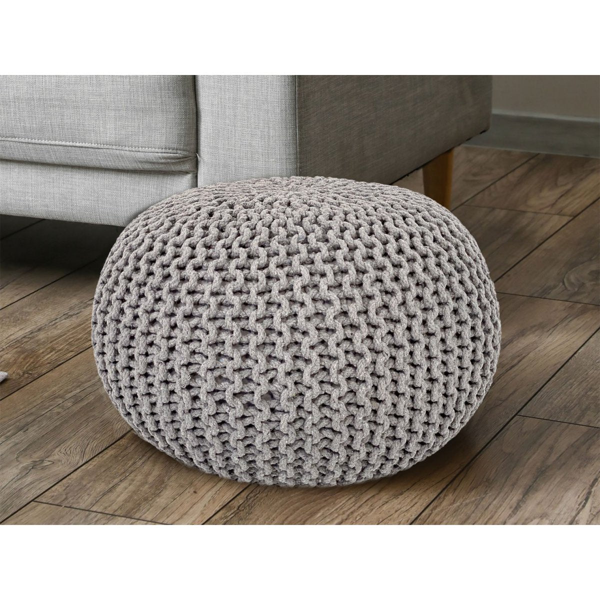 Pouf Ø 55 H 37 H 37 Strickhocker Sitzpouf Bodenkissen nachhaltig