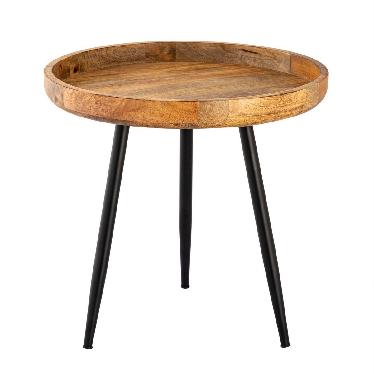 Beistelltisch Holz rund ø 40 o. 50cm Vancouver Couchtisch Wohnzimmer Tisch Metall-Füße schwarz matt