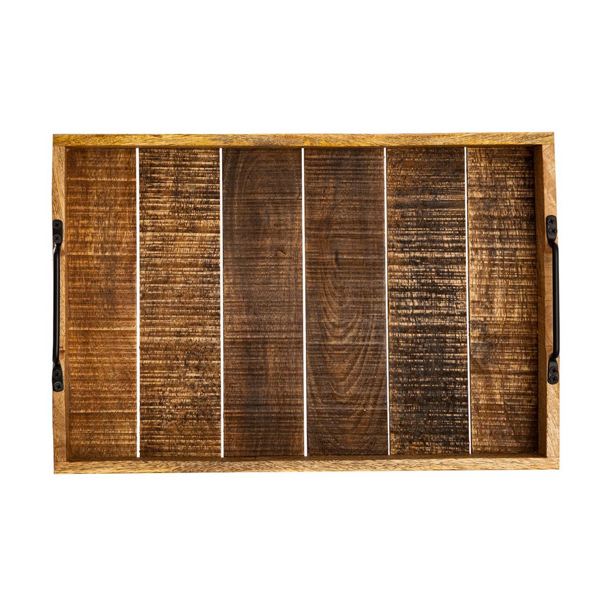 Serviertablett Holztablett Set 2 Stück 46x31cm Tablett Holz Serviertablett Deko Tablett Mangoholz