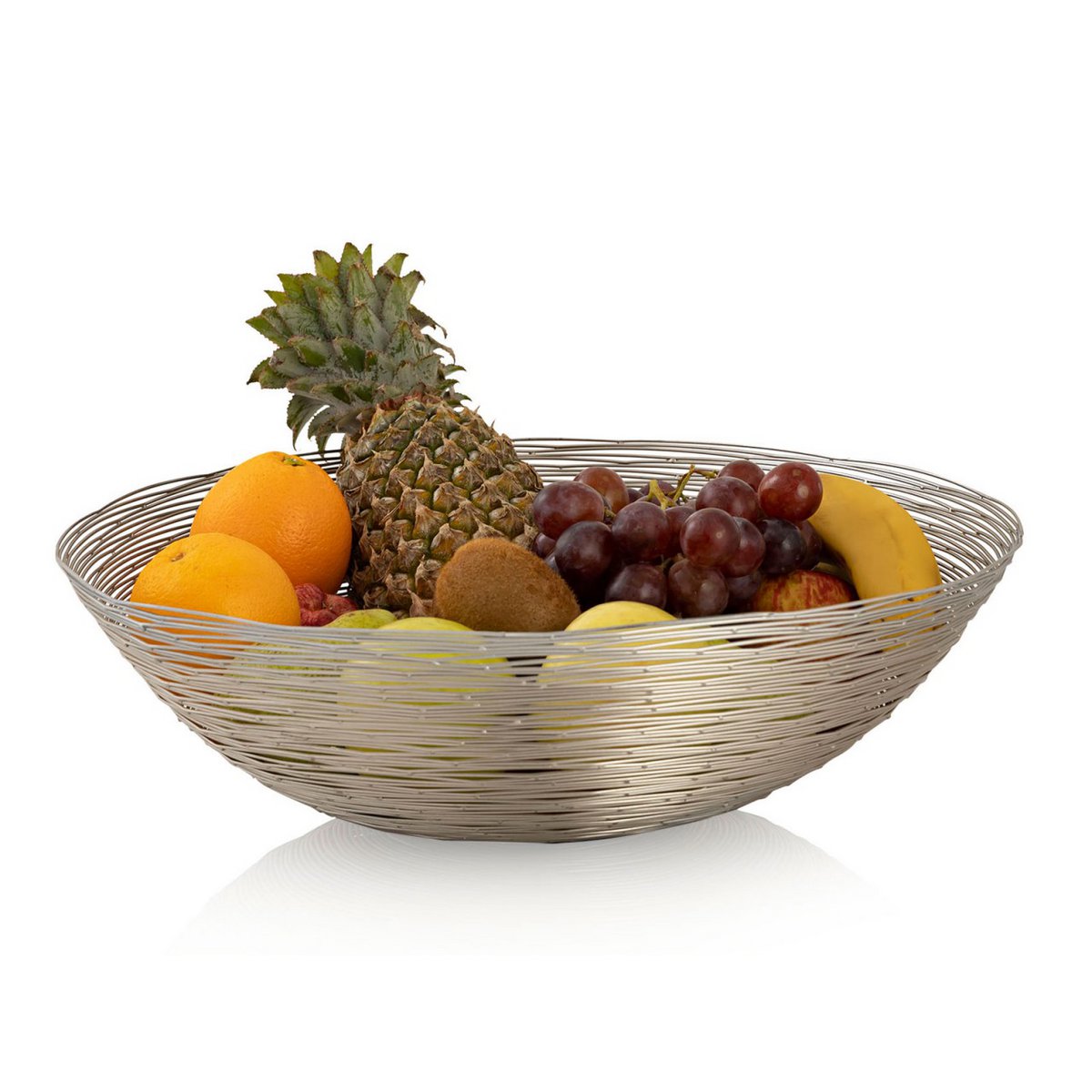 Obstkorb ø 40 cm H 11 cm Brotkorb Obstschale Metall rund silber o. gold Vita Metall Drahtstruktur