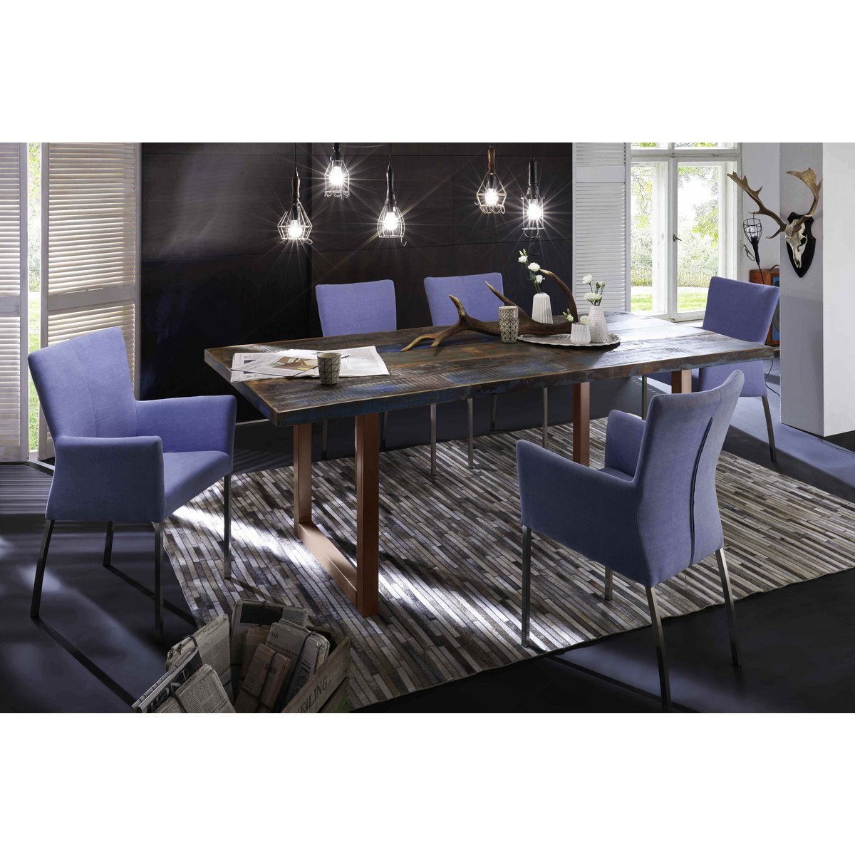 Tisch 220x100 cm, buntes Altholz