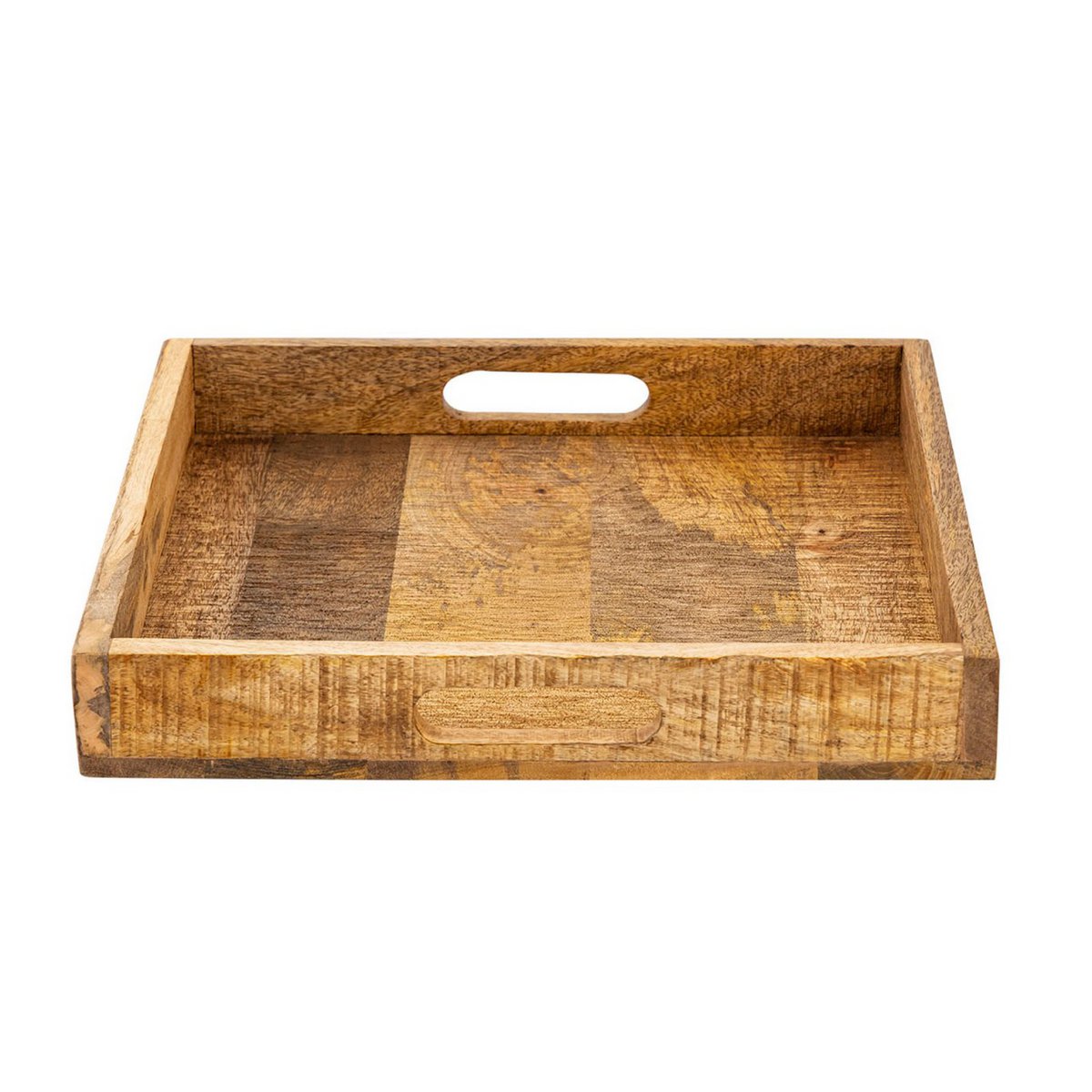 Serviertablett Holztablett 40x40cm Tablett Holz Serviertablett Deko Tablett quadratisch aus Mangohol