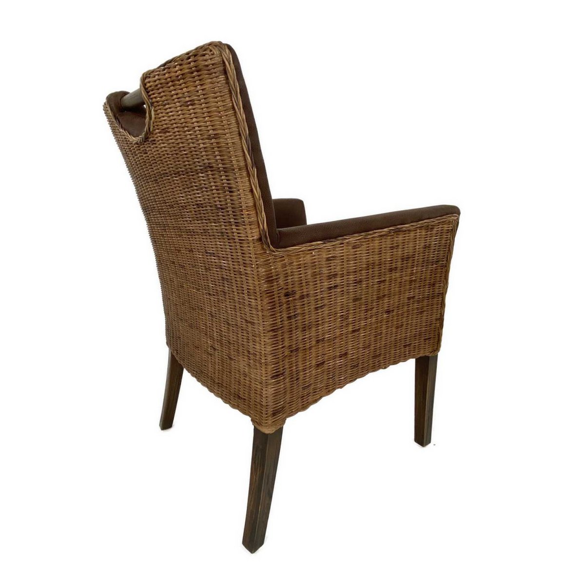 Esszimmer Stühle Set 4 Stück Rattan Armlehner Sessel Bilbao Polsterstuhl Polstersessel prairie brown