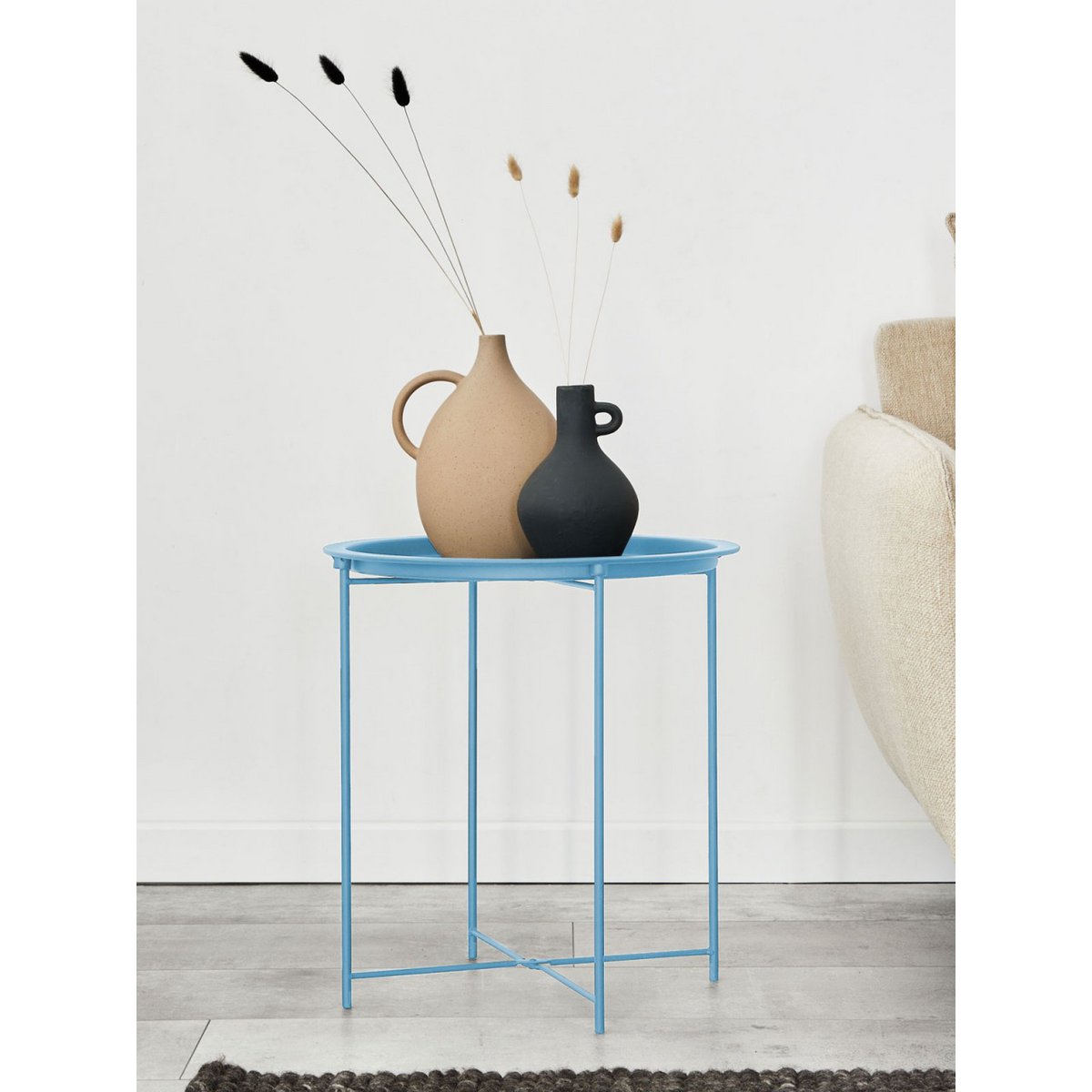 Beistelltisch Ø 47 H 51 2. Wahl Gartentisch Balkon Tisch Terassentisch rund Alberta Metall klein ver