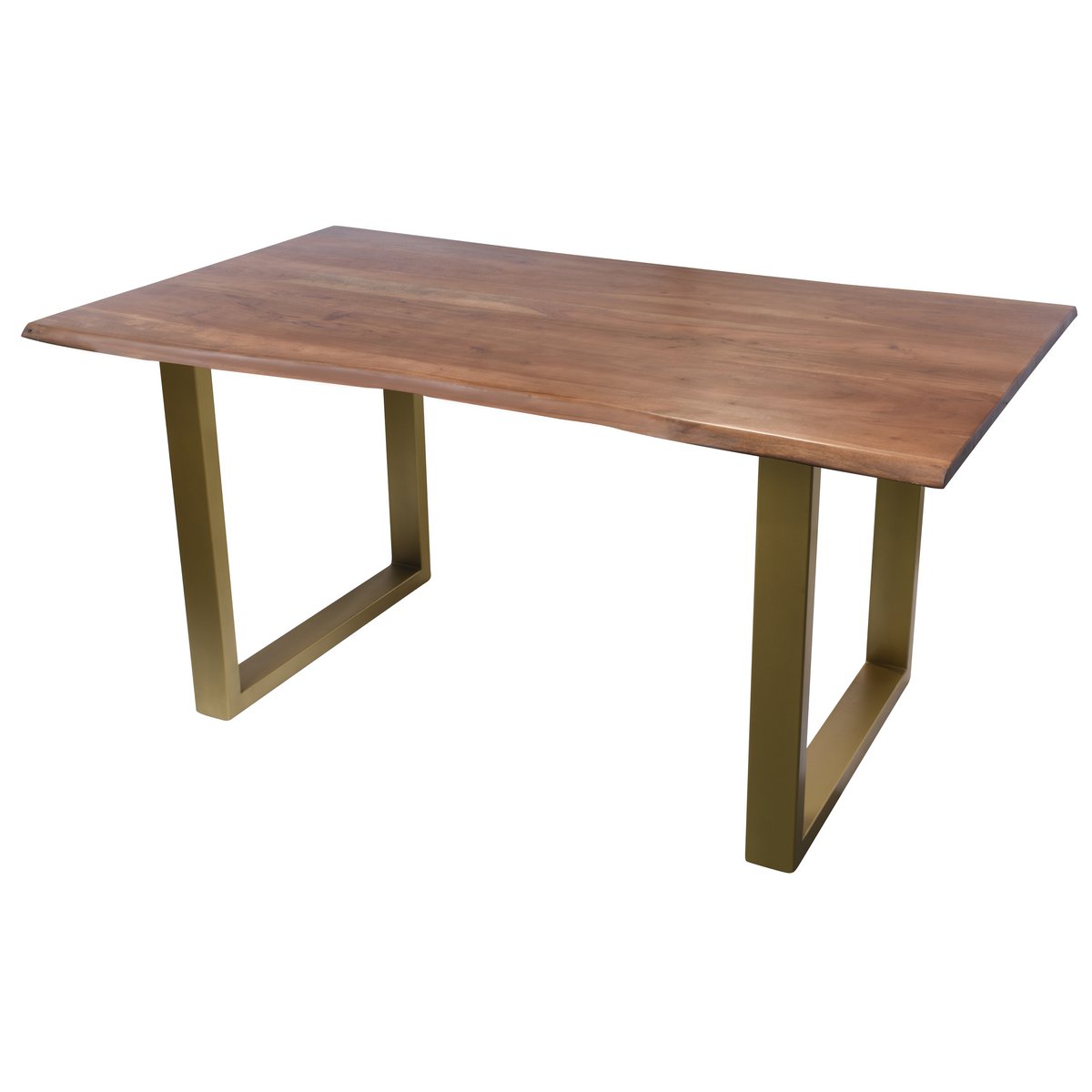 Tisch 160 x 85 cm, Platte nussbaumfarbig, Gestell messingfarbig