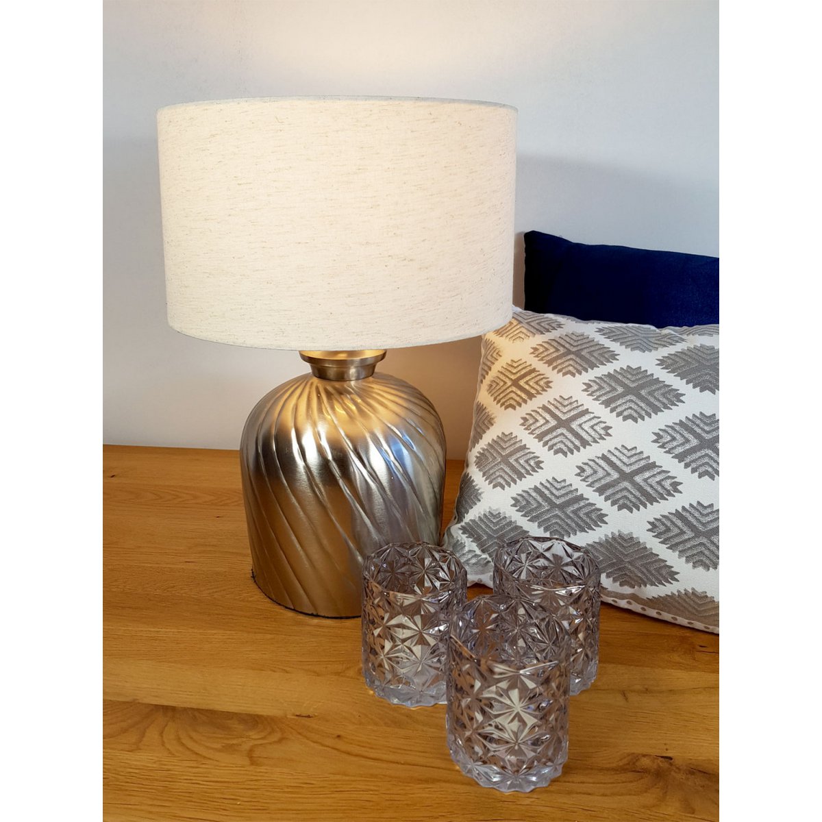 Tischlampe Nachttischlampe ø 30 x H 52 cm Tischleuchte Dekolampe Metall Sockel gold silber