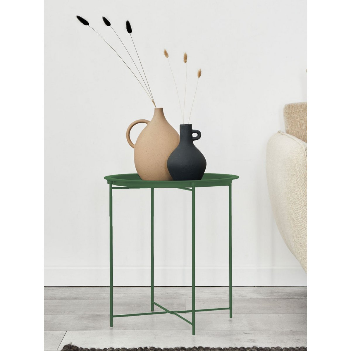 Beistelltisch Ø 47 H 51 2. Wahl Gartentisch Balkon Tisch Terassentisch rund Alberta Metall klein ver