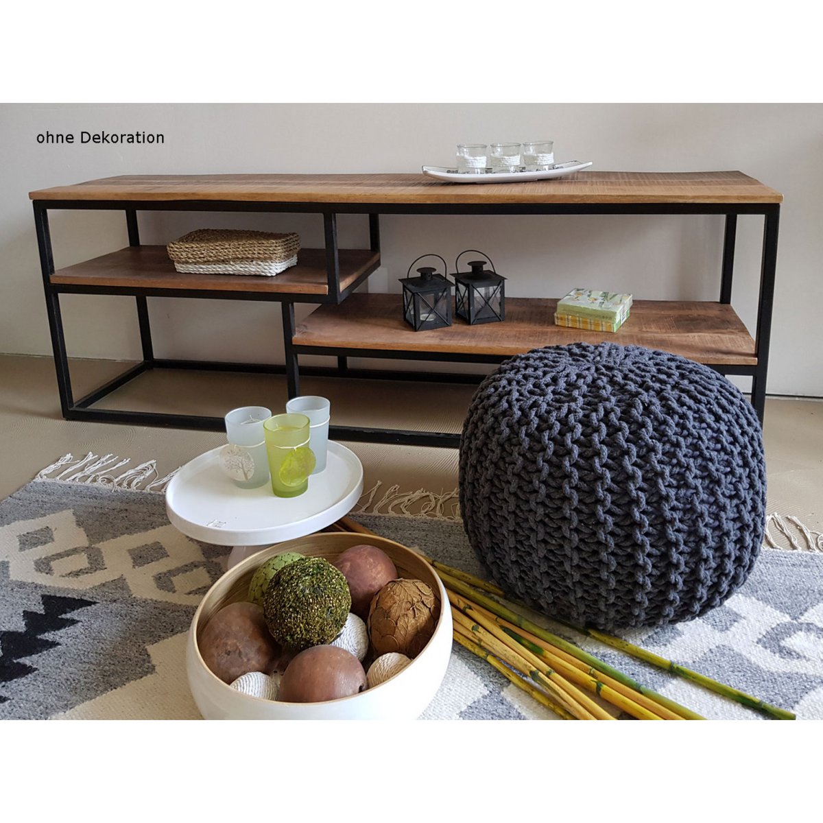 TV Lowboard Fernsehschrank TV Bord 150 x 51 x 36 cm Liverpool Metall-Gestell schwarz matt
