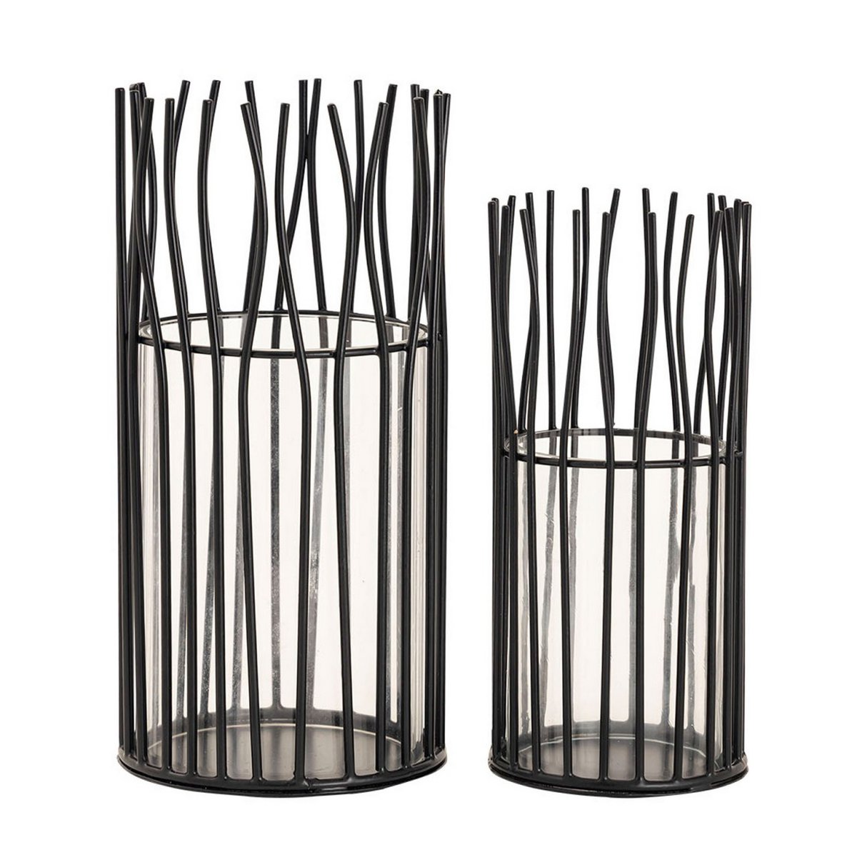 Kerzenhalter Set 2-teilig Teelichthalter Windlicht Loft schwarz o. silber Kerzenständer Windlichter