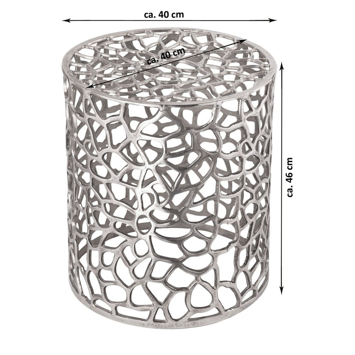 Beistelltisch Metall Dekotisch ø 40 x 46 cm rund Agadir silber o. gold Aluminium Korallen-Design