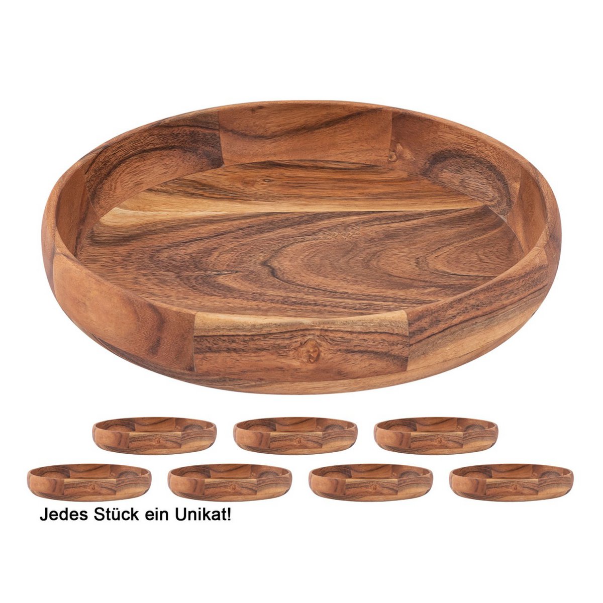 Obstschale Deko Schale Holz Masterbox 8-teilig ø30cm lebensmittelecht Akazie massiv