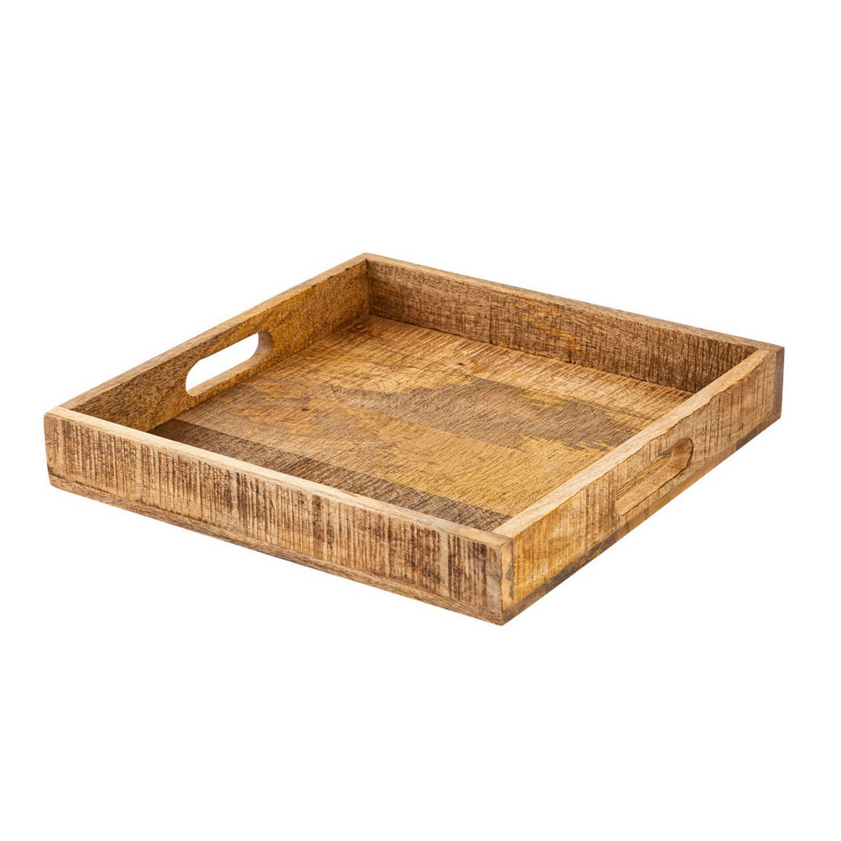 Serviertablett Holztablett 40x40cm Tablett Holz Serviertablett Deko Tablett quadratisch aus Mangohol