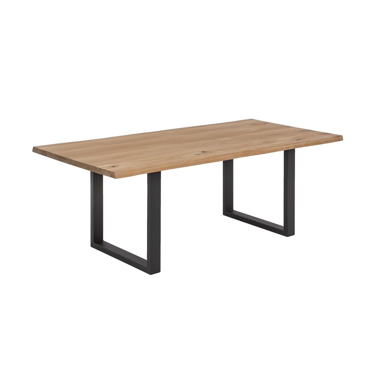 Tisch 160x90 cm, Wildeiche, schwarzes Gestell