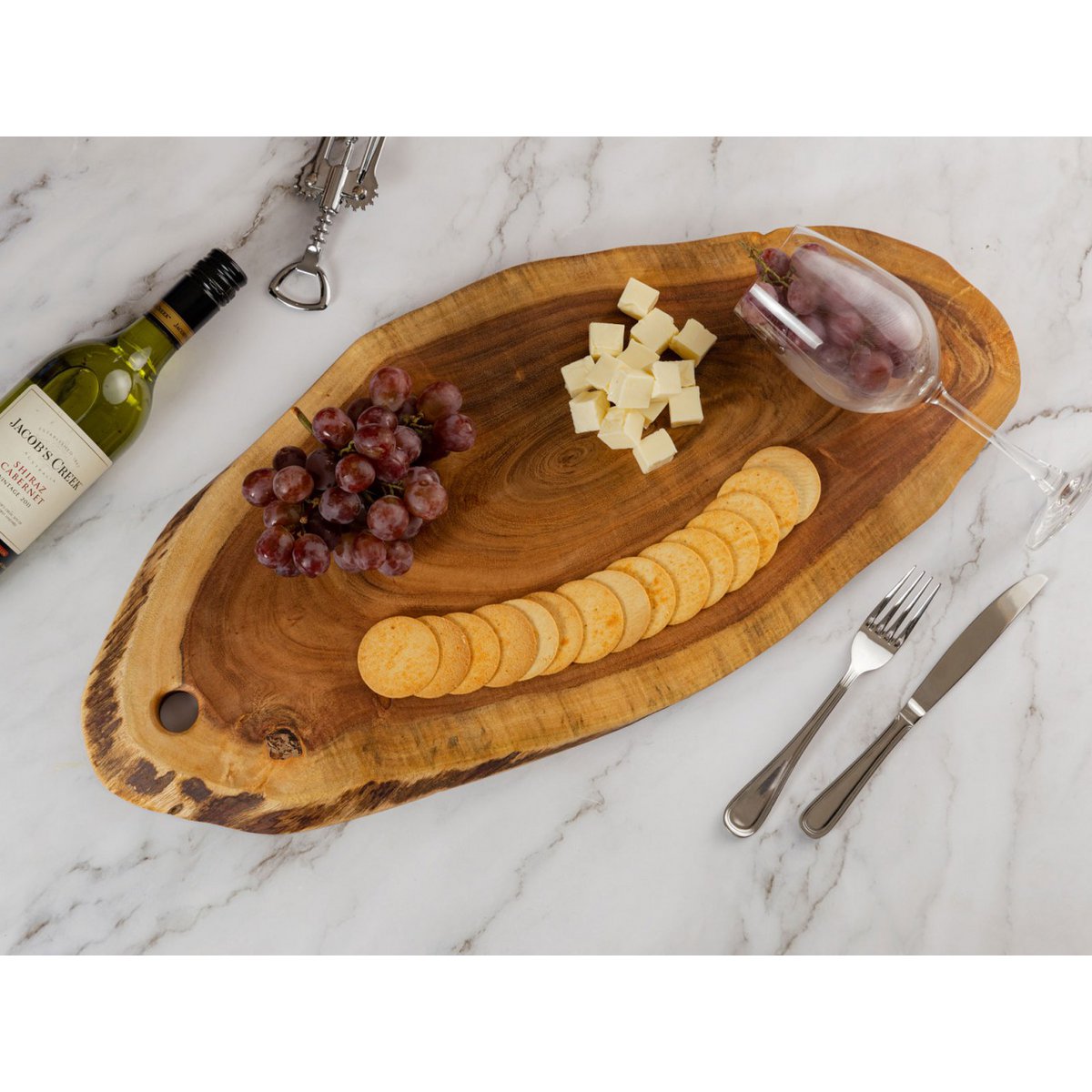 Baumscheibe Servierbrett verleimt 34x16cm o. 52x24cm Serviertablett Deko Akazie massiv