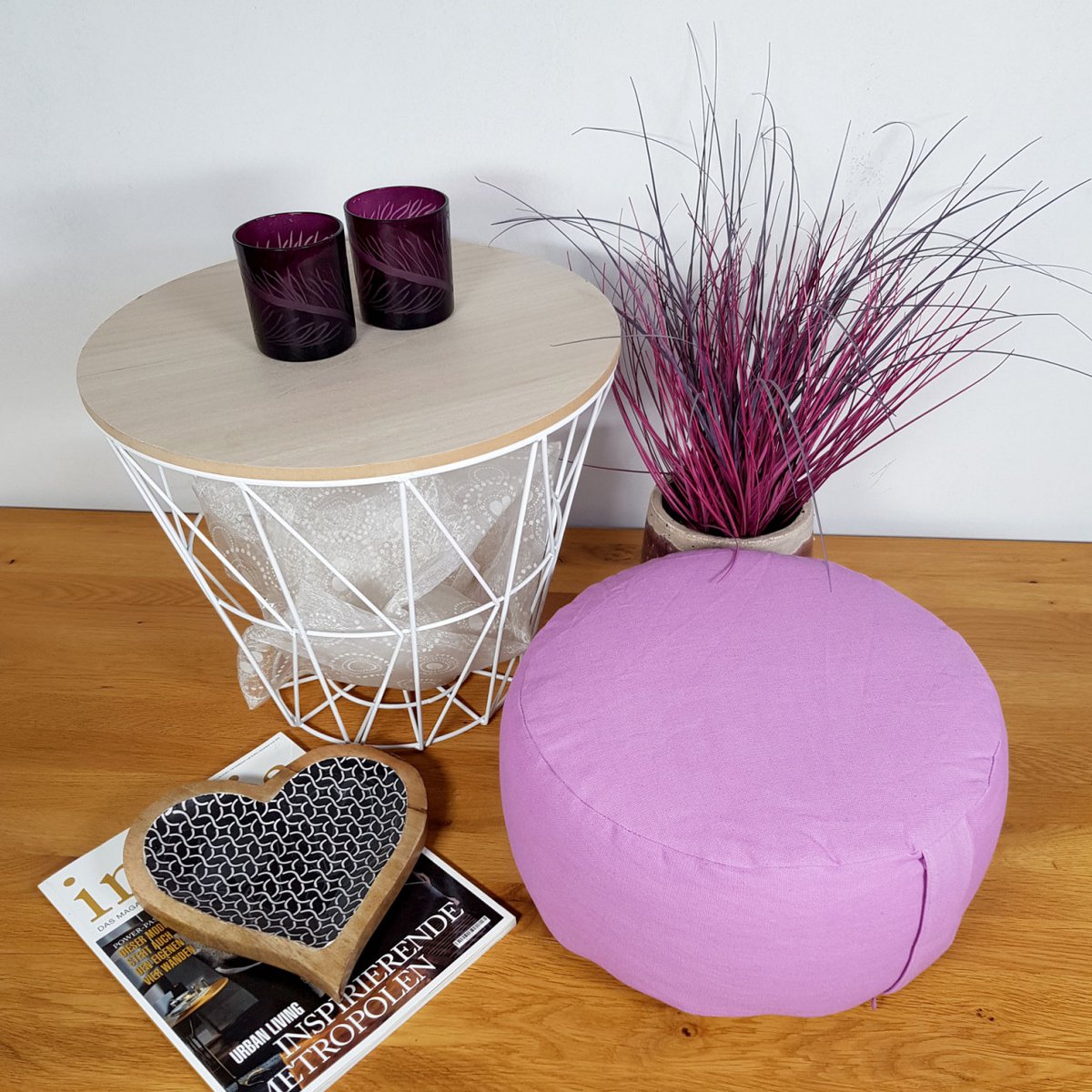 Yogakissen Meditationskissen Sitzkissen Bodenkissen Lotus rund H 14 x ø 31 cm Bezug waschbar