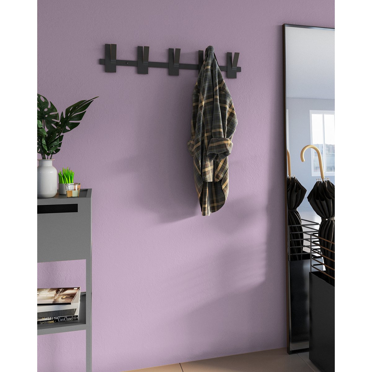 Gorillz Incision - Garderobenleiste – Wandgarderobe – 10 Garderobenhaken – Metall – Schwarz