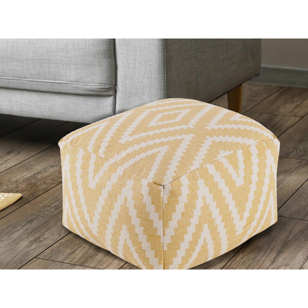 Sitzwürfel Fußhocker Sitzhocker 50x35x50cm Pouf Kelim Bodenkissen Peru schwarz taupe gelb türkis