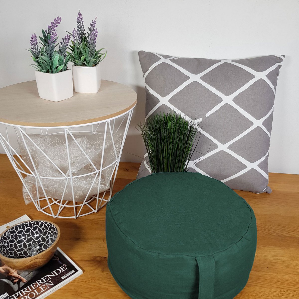 Yogakissen Meditationskissen Sitzkissen Bodenkissen Lotus rund H 14 x ø 31 cm Bezug waschbar