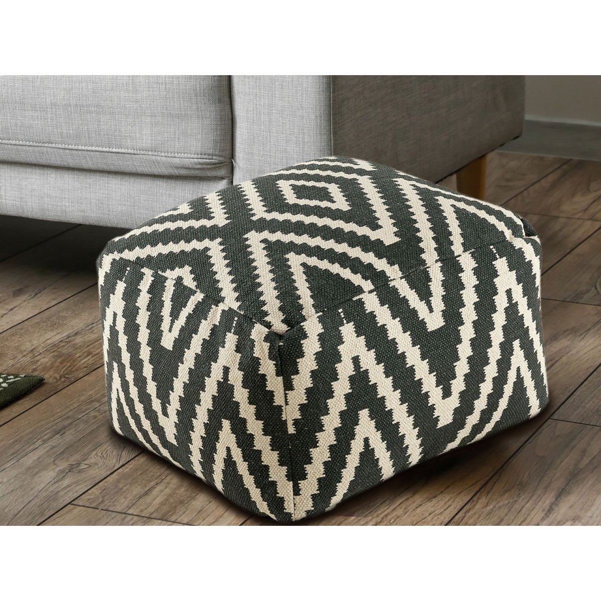 Sitzwürfel Fußhocker Sitzhocker 50x35x50cm Pouf Kelim Bodenkissen Peru schwarz taupe gelb türkis