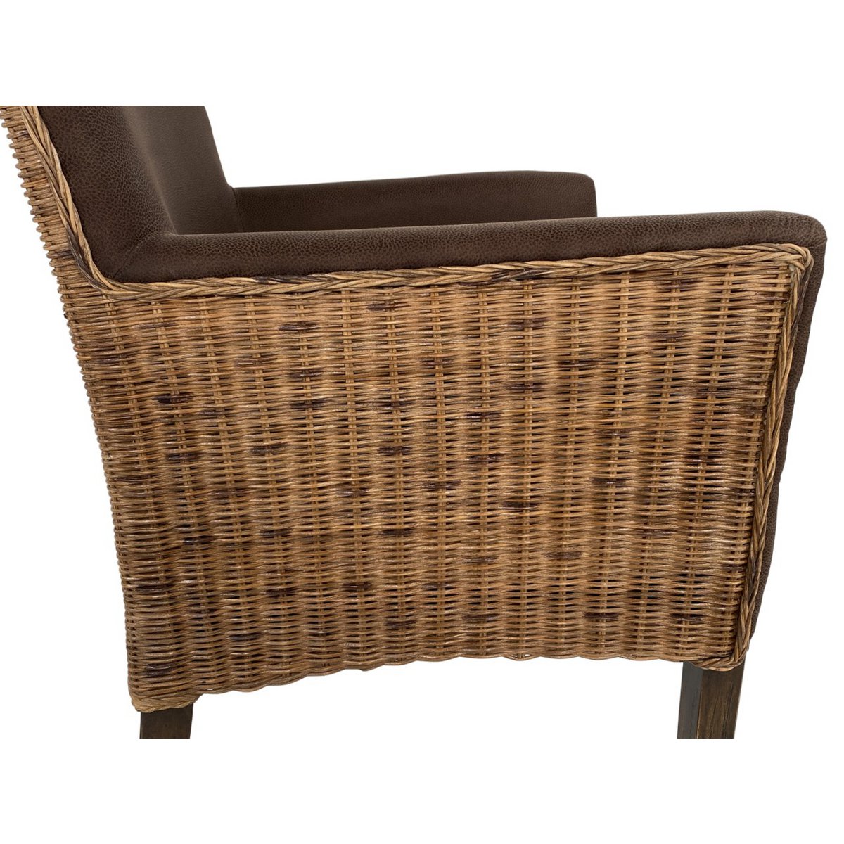 Esszimmer Stühle Set 4 Stück Rattan Armlehner Sessel Bilbao Polsterstuhl Polstersessel prairie brown