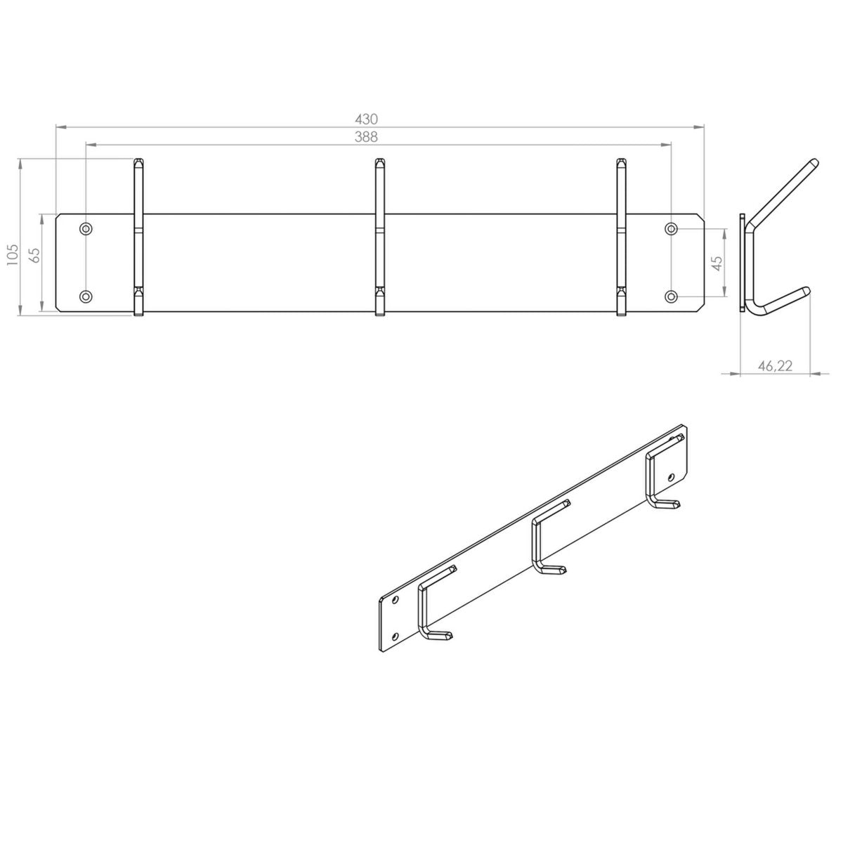 Gorillz Mystique Three - Industrial - Wandgarderobe - Wandgarderobe - Schwarz