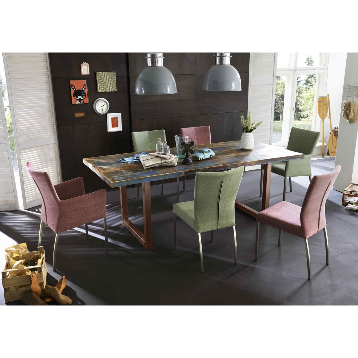 Tisch 220x100 cm, buntes Altholz