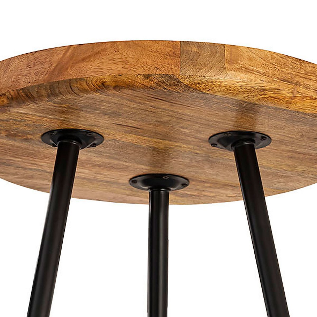 Beistelltisch Holz rund ø 40 o. 50cm Vancouver Couchtisch Wohnzimmer Tisch Metall-Füße schwarz matt